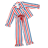 Full-Length Ruffled PJ Set with Velvet Tie