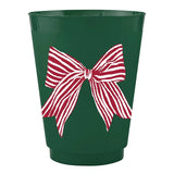 Red Striped Bow Frosted Cup