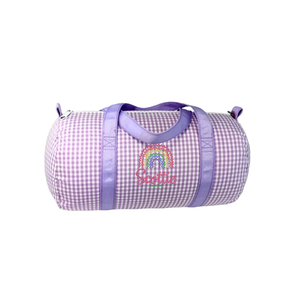 Lilac Gingham Duffel Bag