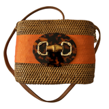 Crossbody bag - Tangerine Band, Bamboo Toggle