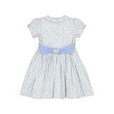 Violette Floral Blue Short Puff Smocked Dress