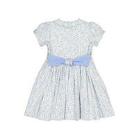 Violette Floral Blue Short Puff Smocked Dress