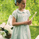 Violette Floral Blue Short Puff Smocked Dress