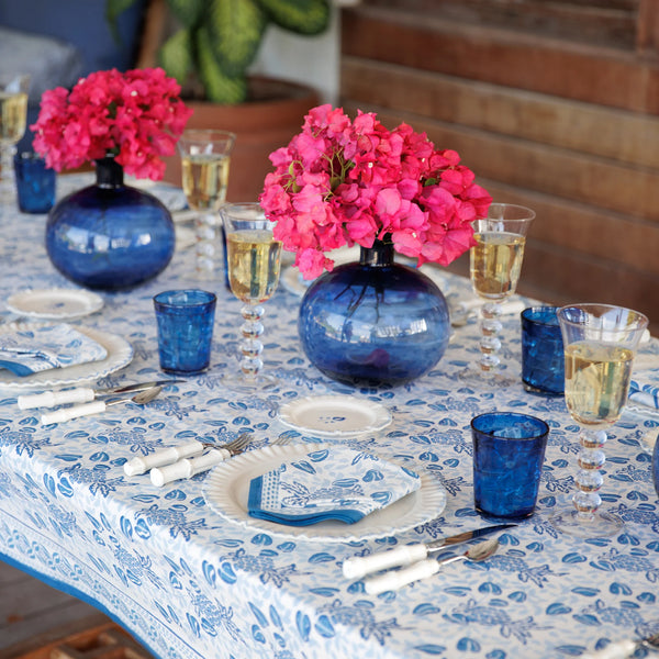 Pineapple Party Blue & White Tablecloth