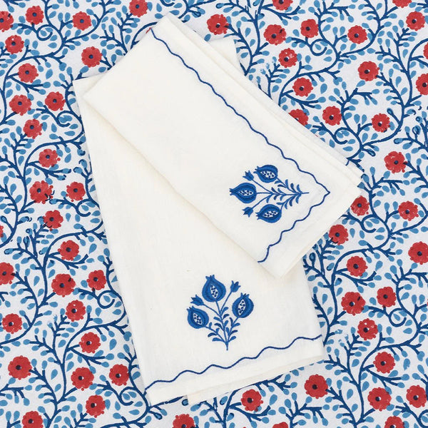 Pomegranate Trio Cobalt Linen Tea Towels