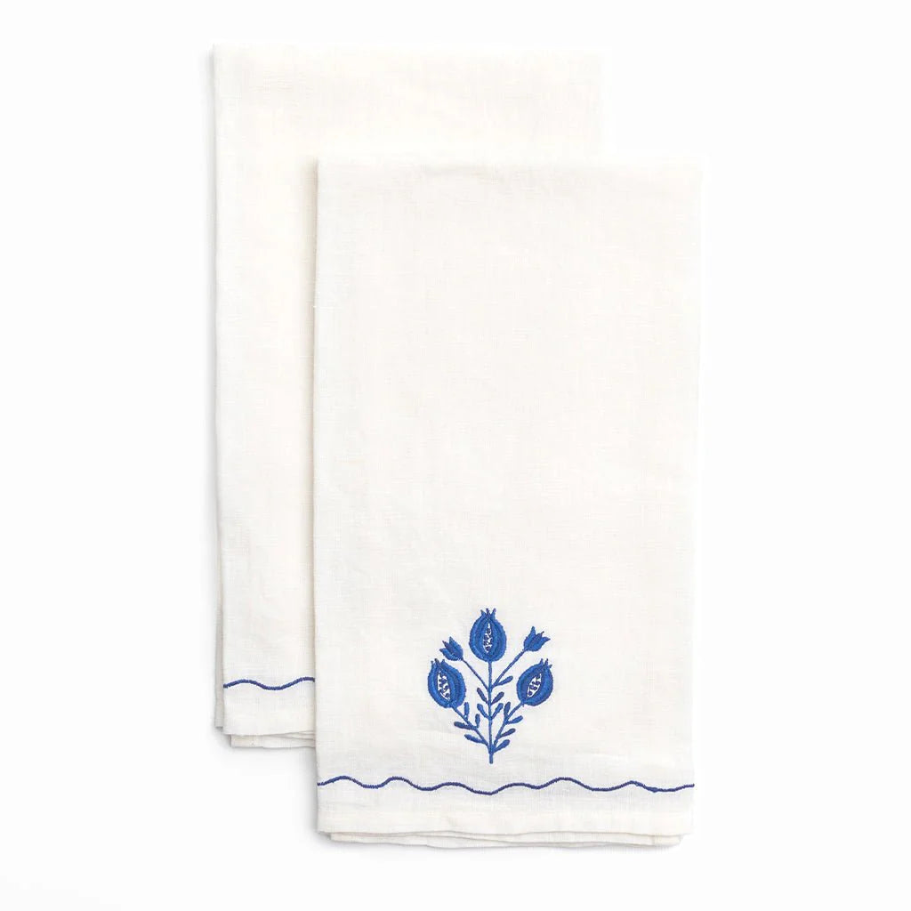 Pomegranate Trio Cobalt Linen Tea Towels