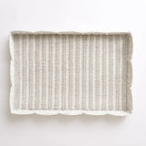 White Wicker Scalloped Rectangle Tray