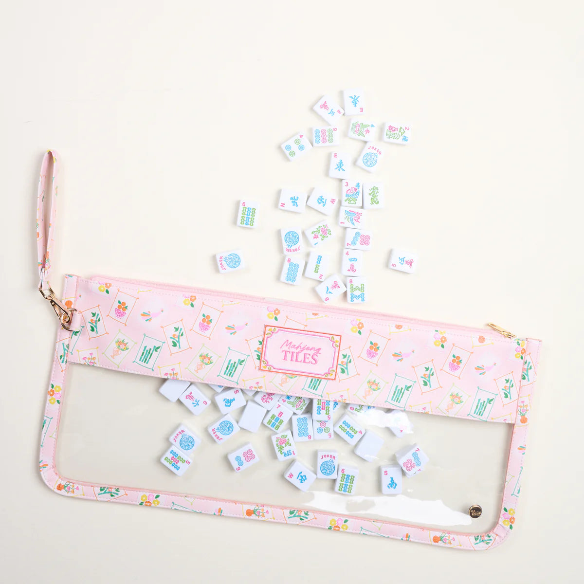 It's Mahj Time Pink Mahjong Tile Keeper Pouch