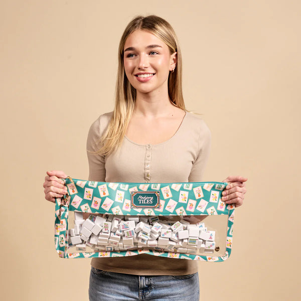 It's Mahj Time Teal Mahjong Tile Keeper Pouch