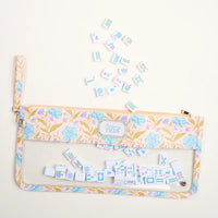 Poppin' Petals Aqua Mahjong Tile Keeper Pouch