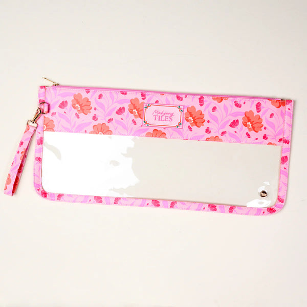 Poppin' Petals Hot Pink Mahjong Tile Keeper Pouch