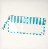 Sicily Stripes Teal Mahjong Tile Keeper Pouch