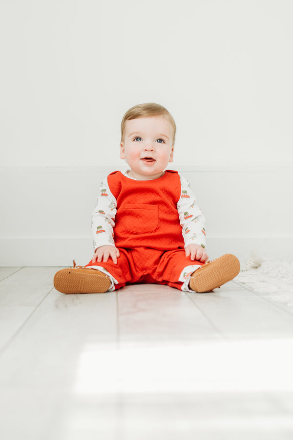 Christmas Cars Quilted Pima Overall Set