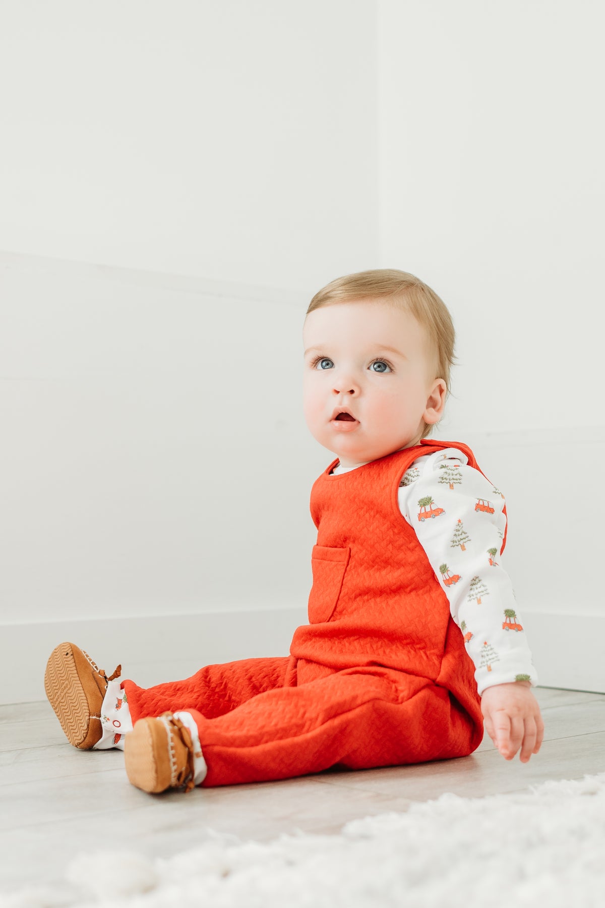Christmas Cars Quilted Pima Overall Set