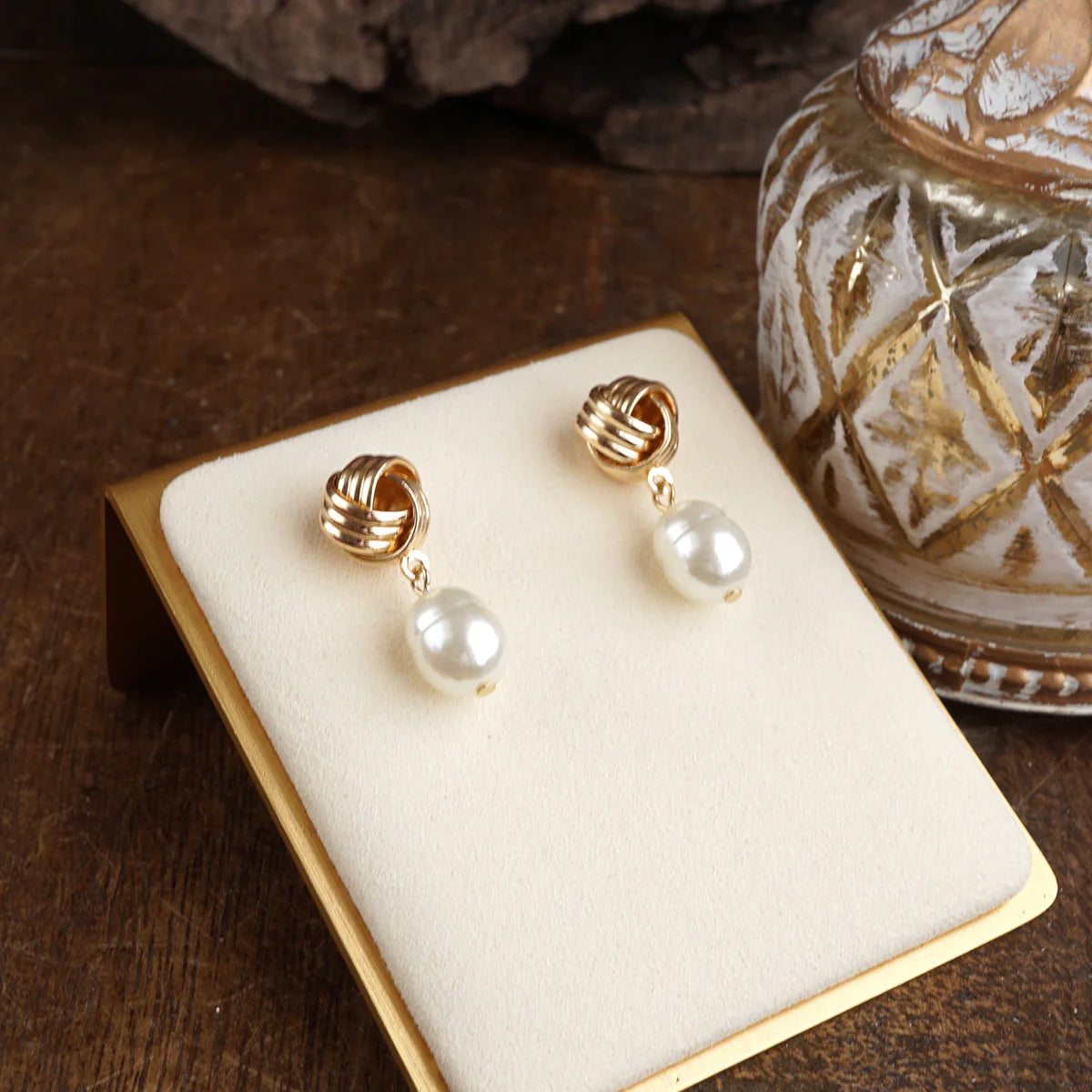 Knot Pearl Drop Earrings