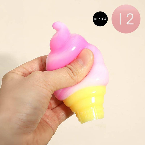 12PCS - Replica Ice Cream Cone Squishy Toy – Non Authentic Nee Doh Style Stress Toy