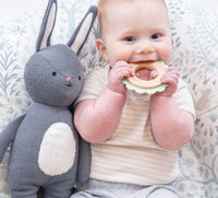 Animal Teether Wooden + Silicone (bunny, pink)