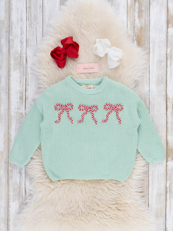 Peppermint Bows Oversized Sweater