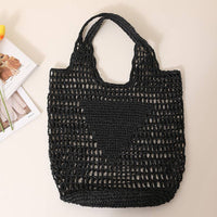 Solid Color Hollow Out Woven Handbag MK2BLW6W10BBG929