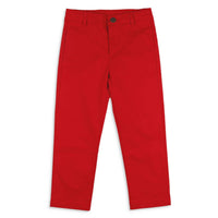 Boys Button Pants - Red Twill