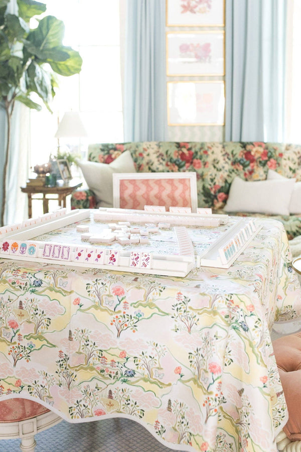 WHOLESALE Scalloped Square Table Topper | Pink Pagoda
