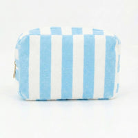 Striped Terry Cloth Cosmetic Pouch Bag