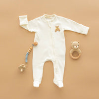 Bear Hugs Zip Footie - Ivory