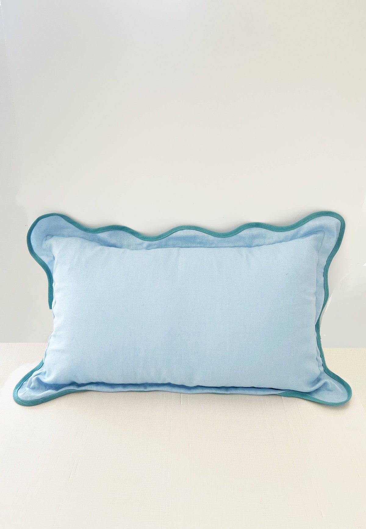 Blue Scalloped Throw Pillow Cover