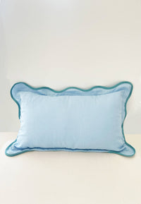 Blue Scalloped Throw Pillow Cover