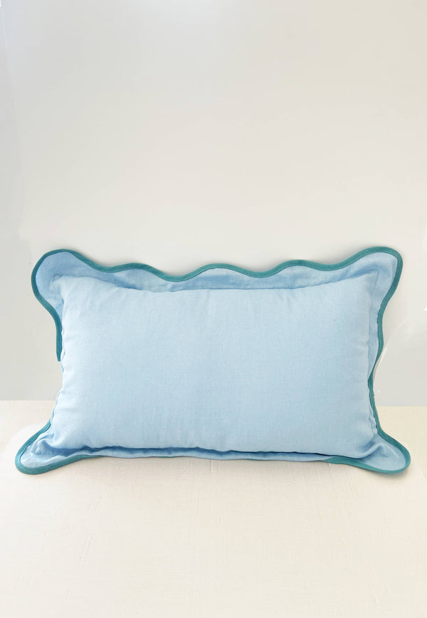 Blue Scalloped Throw Pillow Cover