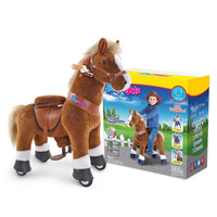 PonyCycle Ride-On Brown Horse | Plush Animal Riding Pony Toy