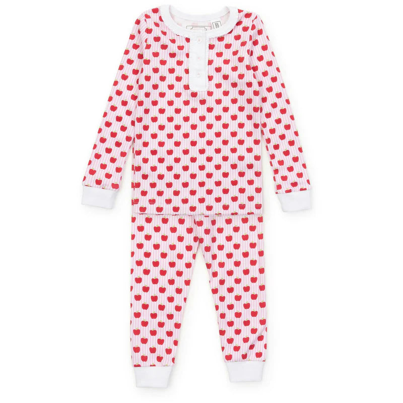 Schoolhouse Apples Cotton Pajama Pant Set - Pink