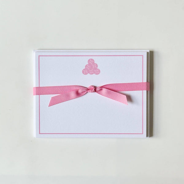 Tennis Balls Stacked, Pink  - Flat Note Cards