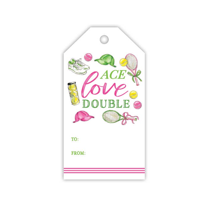 Handpainted Ace Love Double Tennis Icons Gift Tag
