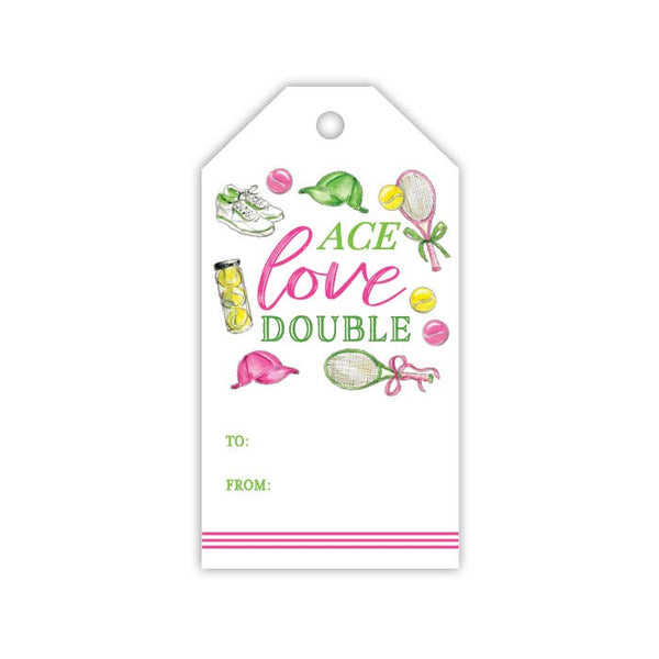 Handpainted Ace Love Double Tennis Icons Gift Tag