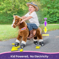 PonyCycle Ride-On Brown Horse | Plush Animal Riding Pony Toy