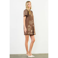Short Sleeve Embroidered Detail Dress