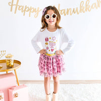 Hanukkah Tulle Bow Clip - Kids Hair Bows - Holiday