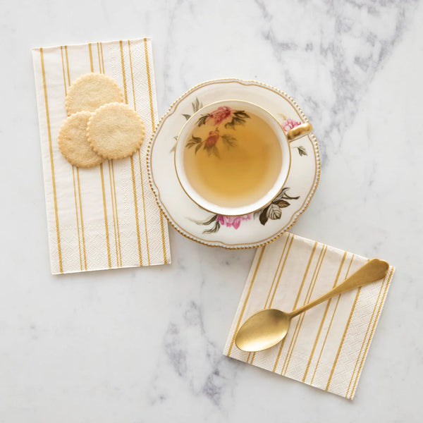 Antique Gold Stripe Guest Napkins