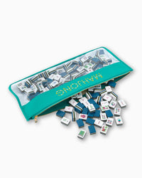 Aqua Bamboo Teal Mahjong Tile Bag