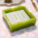 Green Palm Scalloped Acrylic Cocktail Napkin Holders
