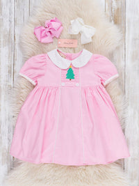 Tall Jolly Tree Embroidered Poplin Dress