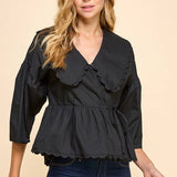 Peter Pan Collar Wrapped Front Top