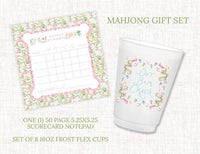 Mahjong Gift Set, Mahjong Scorecard Notepad & Frosted Cups Set