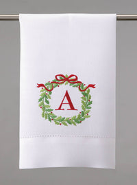 Christmas Wreath Monogram Guest Towel