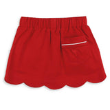 Girls Scallop Skort - Red Twill