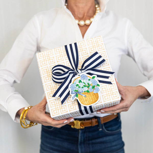 Blue Hydrangeas Basket Die-Cut Gift Tags