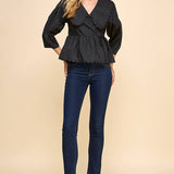 Peter Pan Collar Wrapped Front Top