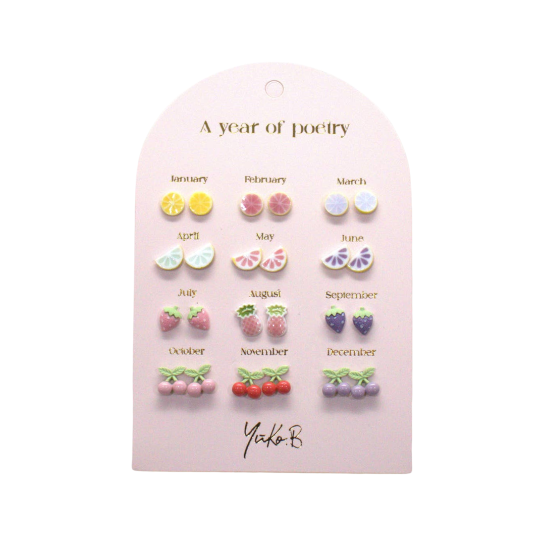 Stainless steel earrings for kids - A year of fruity Poetry