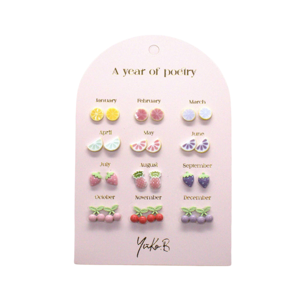 Stainless steel earrings for kids - A year of fruity Poetry